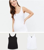 New Look Maternity 2 Pack Black and White Scoop Neck Vests